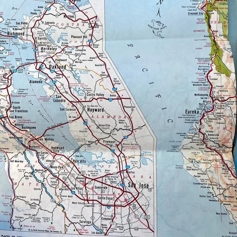 California Road Maps Vintage State City Area Maps 1966 1971 1977 1981 1986